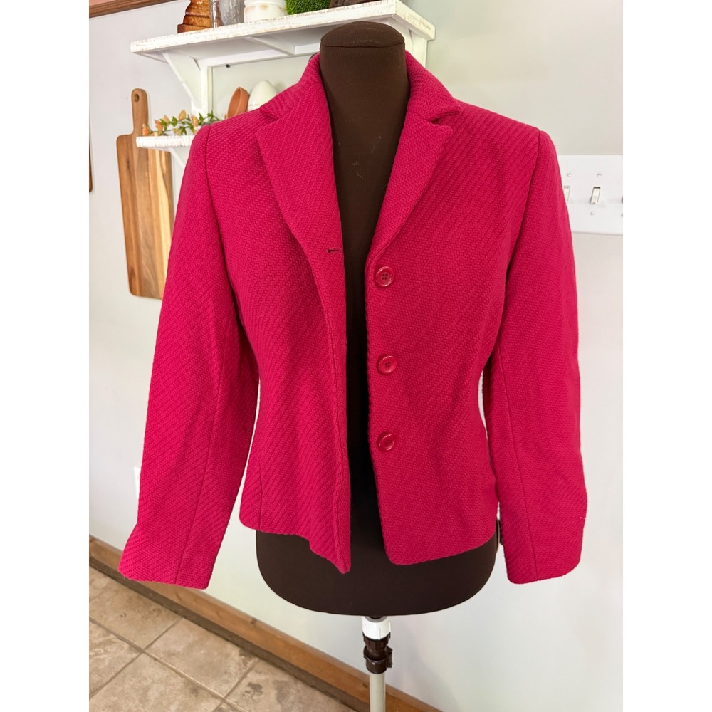 Lafayette 148 New York Petite Pink wool Textured 3 Button Blazer Size 8P - Picture 1 of 9